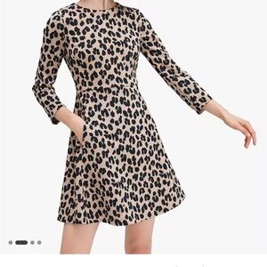 Kate Spade Brown and Tan A-Line Dress with Cuffed Sleeves.  Excellent condition.